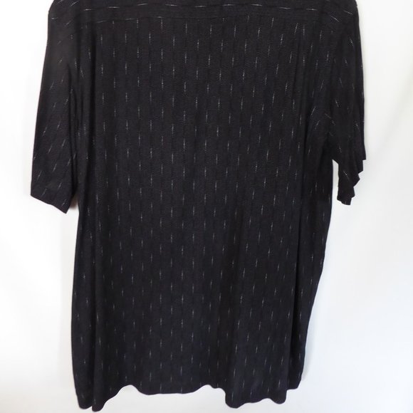 HAGGAR BRAND MENS BLACK CREAM DOTTED PATTERN SHIRT (PRE-OWNED) LARGE - Picture 7 of 7